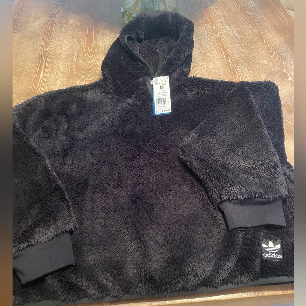 Adidas fuzzy cropped hoodie